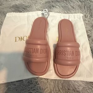 Christian Dior Dusty Pink Every-D slides, padded lambskin leather - New Size 41